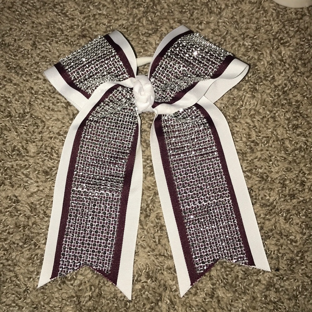 Marroon and White sparkle Bow